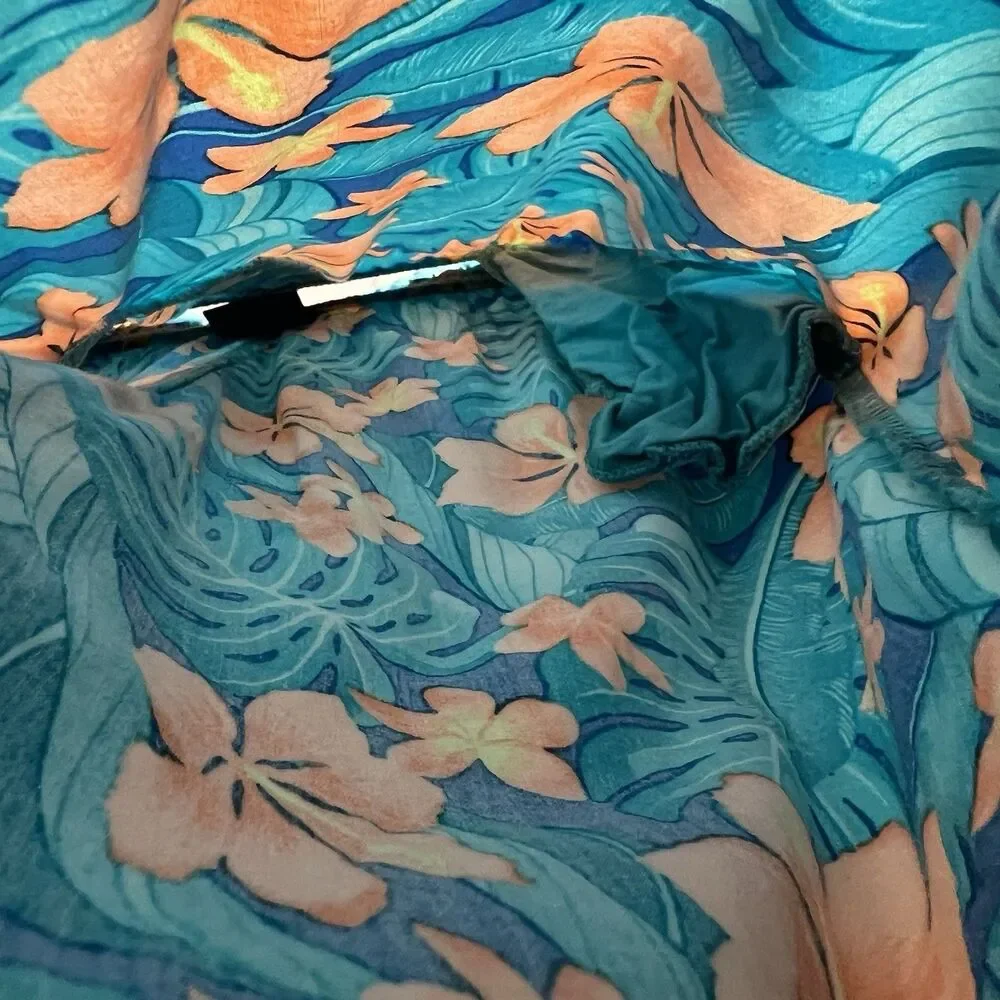 Hurley Boys swim Trunks, Blue With Teal Foliage And Orange‎ Florals, Size 7